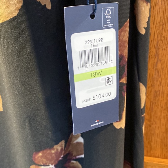 Tommy Hilfiger - tan and black floral dress - 3/4 length sleeve - size 18w - Picture 5 of 8